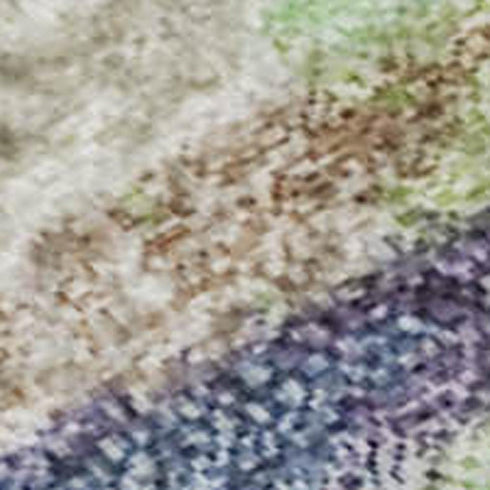 5' X 8' Beige Purple And Mint Green Striped Washable Area Rug With UV Protection