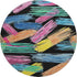 8' Black Pink And Yellow Striped Washable Round Rug With UV Protection