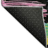 8' Black Pink And Yellow Striped Washable Round Rug With UV Protection