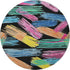 8' Black Pink And Yellow Striped Washable Round Rug With UV Protection