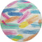 8' White Yellow And Pink Striped Washable Round Rug With UV Protection
