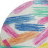 8' White Yellow And Pink Striped Washable Round Rug With UV Protection
