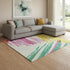 8' X 10' White Yellow And Pink Striped Washable Area Rug With UV Protection
