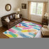 8' X 10' White Yellow And Pink Striped Washable Area Rug With UV Protection