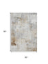 5' X 8' Beige Gray And Silver Abstract Washable Area Rug With UV Protection