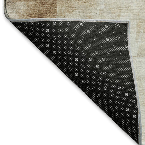 5' X 8' Beige Gray And Silver Abstract Washable Area Rug With UV Protection