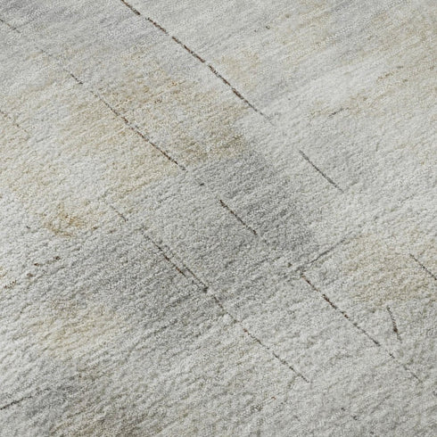5' X 8' Beige Gray And Silver Abstract Washable Area Rug With UV Protection