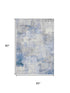 5' X 8' Denim Blue Gray And Silver Abstract Washable Area Rug With UV Protection