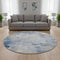8' Denim Blue Gray And Silver Abstract Washable Round Rug With UV Protection