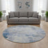 8' Denim Blue Gray And Silver Abstract Washable Round Rug With UV Protection