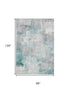 8' X 10' Teal Gray And Silver Abstract Washable Area Rug With UV Protection