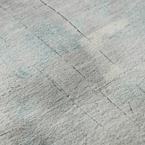 8' X 10' Teal Gray And Silver Abstract Washable Area Rug With UV Protection