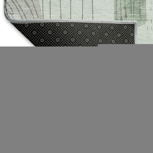 5' X 8' Mint Green Gray And Ivory Geometric Washable Area Rug With UV Protection