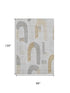 8' X 10' Silver Gold And Gray Geometric Washable Area Rug With UV Protection