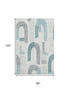 8' X 10' Teal Gray And Silver Geometric Washable Area Rug With UV Protection