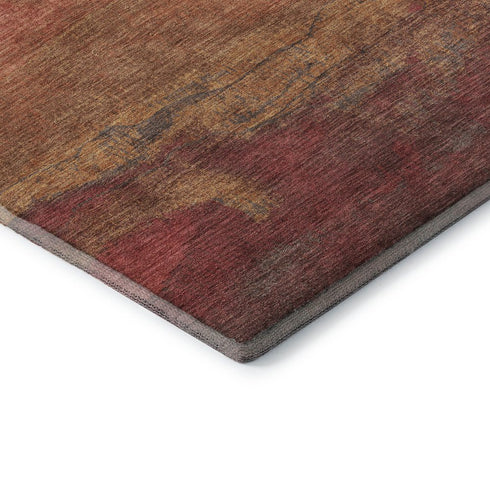 5' X 8' Blush Rust And Red Striped Washable Area Rug With UV Protection