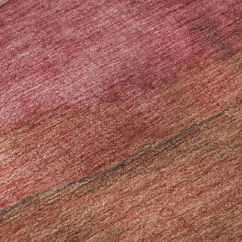 5' X 8' Blush Rust And Red Striped Washable Area Rug With UV Protection