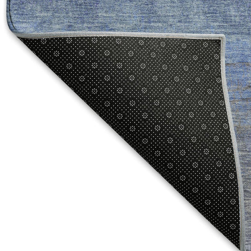 5' X 8' Blue And Teal Striped Washable Area Rug With UV Protection