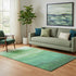 5' X 8' Green And Ivory Striped Washable Area Rug With UV Protection