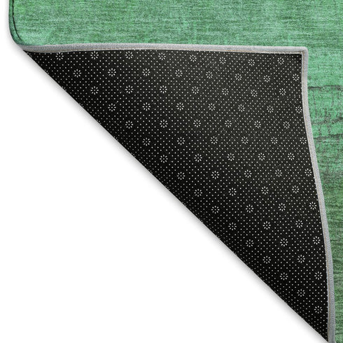 5' X 8' Green And Ivory Striped Washable Area Rug With UV Protection