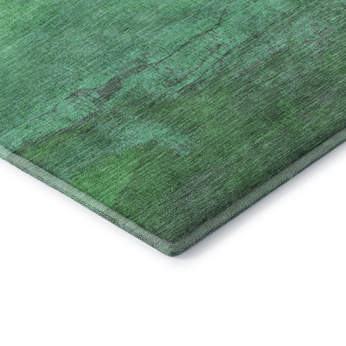 5' X 8' Green And Ivory Striped Washable Area Rug With UV Protection