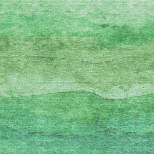 5' X 8' Green And Ivory Striped Washable Area Rug With UV Protection