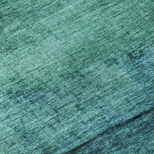 8' Teal And Green Striped Washable Round Rug With UV Protection