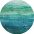 8' Teal And Green Striped Washable Round Rug With UV Protection