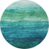 8' Teal And Green Striped Washable Round Rug With UV Protection