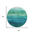 8' Teal And Green Striped Washable Round Rug With UV Protection