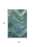 8' X 10' Teal And Green Abstract Washable Area Rug With UV Protection