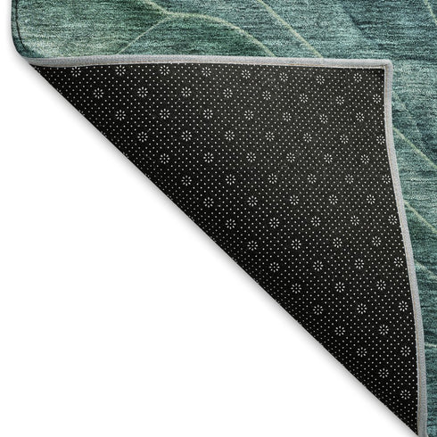 8' X 10' Teal And Green Abstract Washable Area Rug With UV Protection