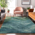 9' X 12' Teal And Green Abstract Washable Area Rug With UV Protection
