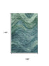 9' X 12' Teal And Green Abstract Washable Area Rug With UV Protection