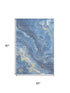 5' X 8' Blue Gold And Ivory Abstract Washable Area Rug With UV Protection