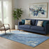 5' X 8' Blue Gold And Ivory Abstract Washable Area Rug With UV Protection