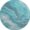 8' Teal Gray And Silver Abstract Washable Round Rug With UV Protection