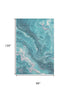 8' X 10' Teal Gray And Silver Abstract Washable Area Rug With UV Protection