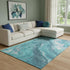 8' X 10' Teal Gray And Silver Abstract Washable Area Rug With UV Protection