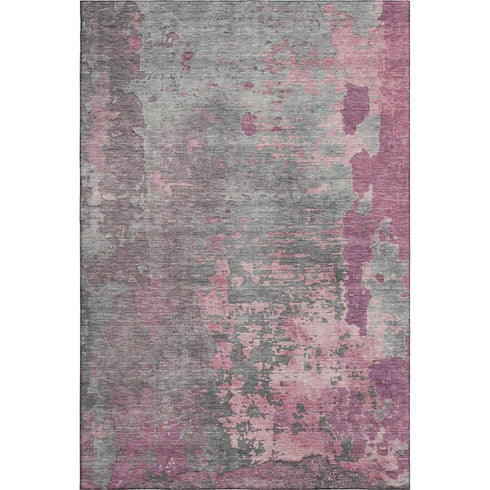 9' X 12' Blush Mauve And Gray Abstract Washable Area Rug With UV Protection