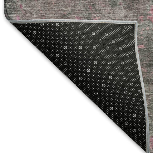 9' X 12' Blush Mauve And Gray Abstract Washable Area Rug With UV Protection