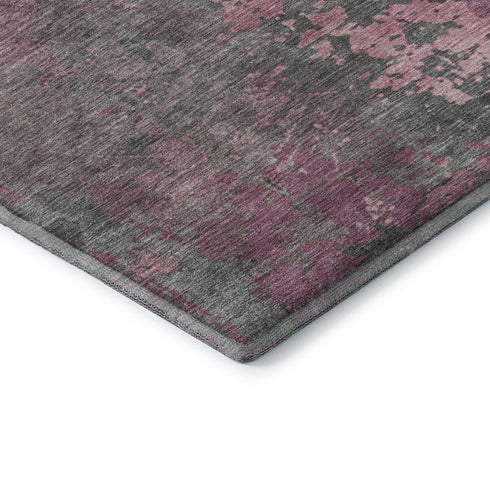 9' X 12' Blush Mauve And Gray Abstract Washable Area Rug With UV Protection