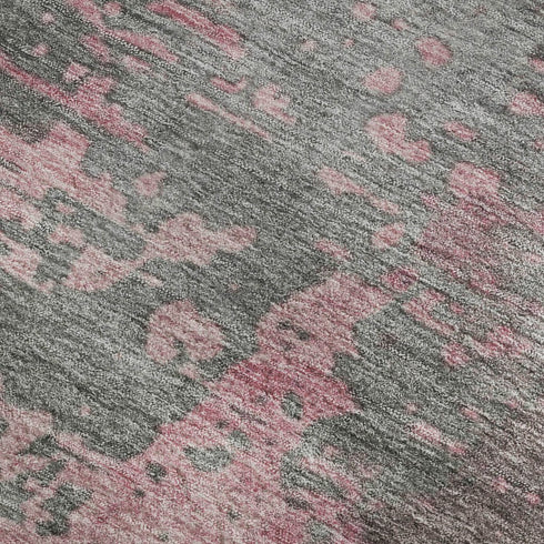 9' X 12' Blush Mauve And Gray Abstract Washable Area Rug With UV Protection
