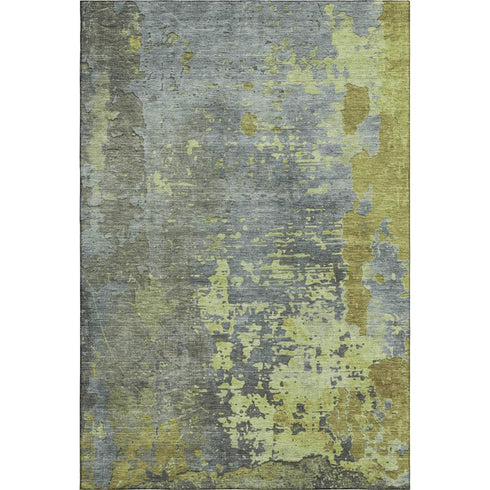 8' X 10' Artichoke Green And Gray Abstract Washable Area Rug With UV Protection