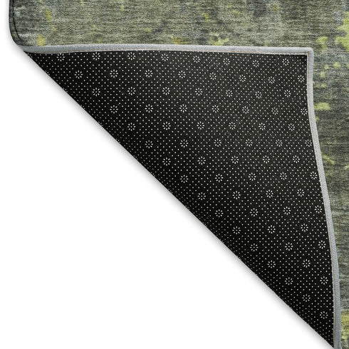 8' X 10' Artichoke Green And Gray Abstract Washable Area Rug With UV Protection