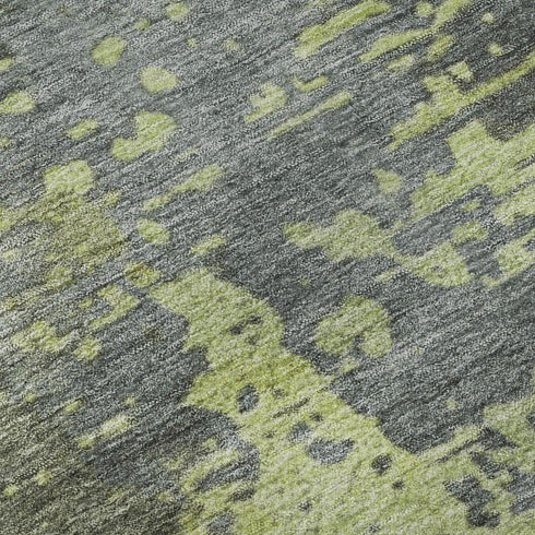 8' X 10' Artichoke Green And Gray Abstract Washable Area Rug With UV Protection