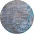 8' Teal Taupe And Blue Abstract Washable Round Rug With UV Protection