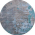 8' Teal Taupe And Blue Abstract Washable Round Rug With UV Protection