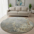 8' Taupe Brown And Gray Abstract Washable Round Rug With UV Protection