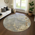 8' Taupe Brown And Gray Abstract Washable Round Rug With UV Protection